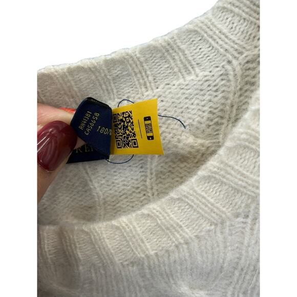 Lauren Ralph Lauren Sweater Womens Large Cream Wool Cashmere Blend Slim Fit - Picture 10 of 15